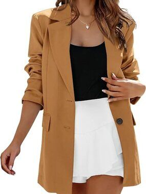 NEW! Fashion Casual Blazer Jacket Color Tan Mustard Size SMALL